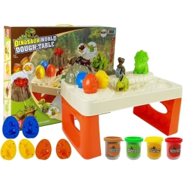 Daisy Play Dough Table Dinosaurs Eggs Mould Volcano with Glowing Lava 4 Colours