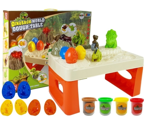 Daisy Play Dough Table Dinosaurs Eggs Mould Volcano with Glowing Lava 4 Colours