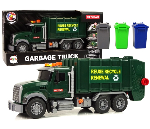 Rubbish Truck Bins Dark Green Sounds Lights