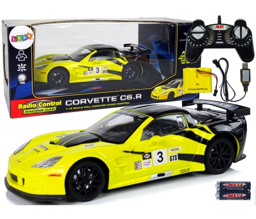 R / C Racing Sport Car 1:18 Corvette C6.R Yellow 2.4 G Lights