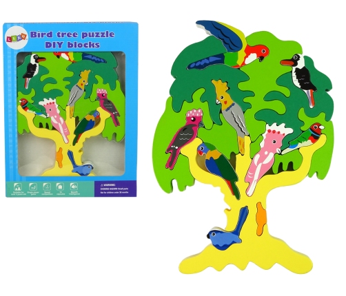 Wooden Tree Birds Parrots DIY Wooden Puzzle Blocks