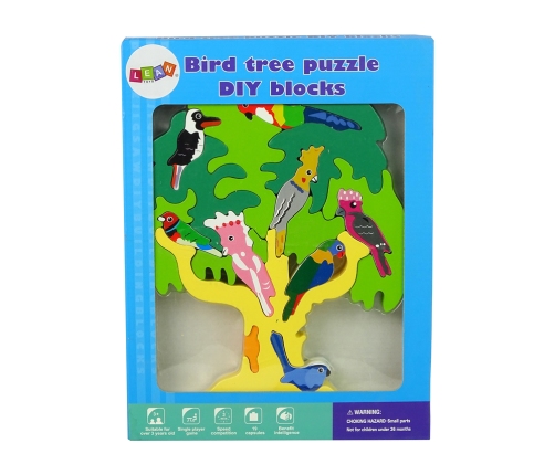 Wooden Tree Birds Parrots DIY Wooden Puzzle Blocks