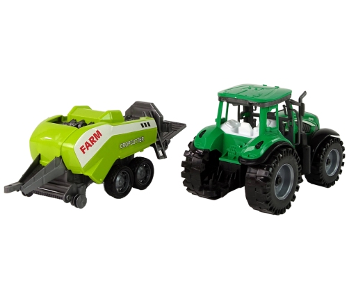 Green Agricultural Tractor, Seeder, Friction Drive