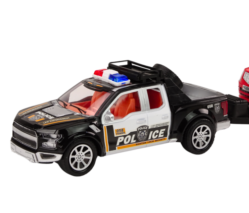 Police Set Car Pickup Off-Road Tow Truck Trailer Police