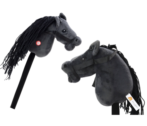 Plush Horse Head On A Stick Hobby Horse Long-haired Horse Black sounds