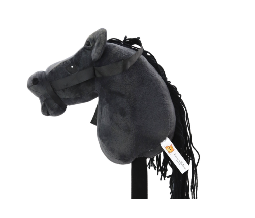 Plush Horse Head On A Stick Hobby Horse Long-haired Horse Black sounds