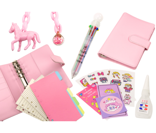 Notebook With Accessories Line Checkered Accessories Leather Pink