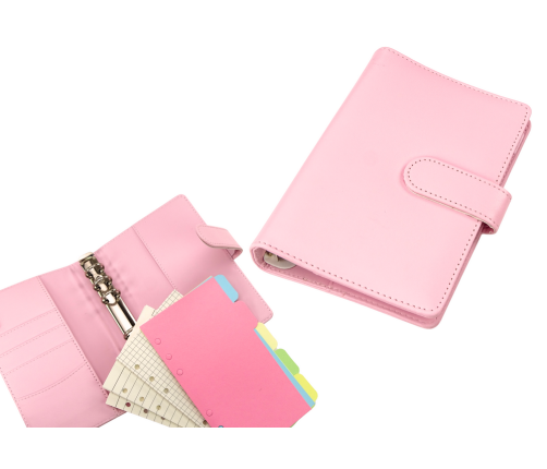 Notebook With Accessories Line Checkered Accessories Leather Pink