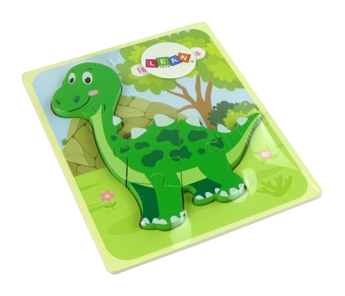 Wooden Isanosaurus Green Dinosaur Puzzle