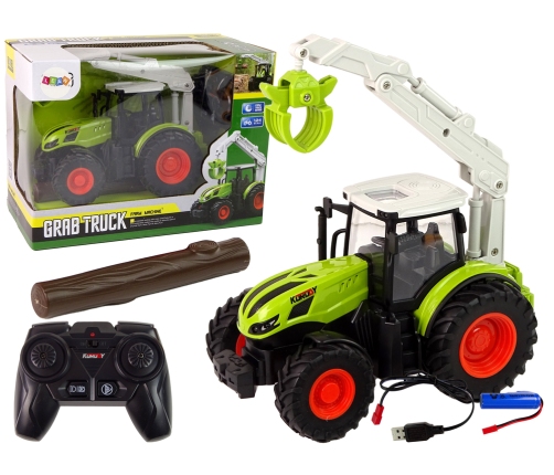 Remote Controlled Tractor 1:24 R/C Green Grapple Wood