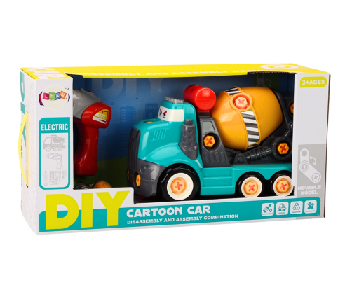 Cartoon Concrete Mixer Truck DIY Turning Turquoise