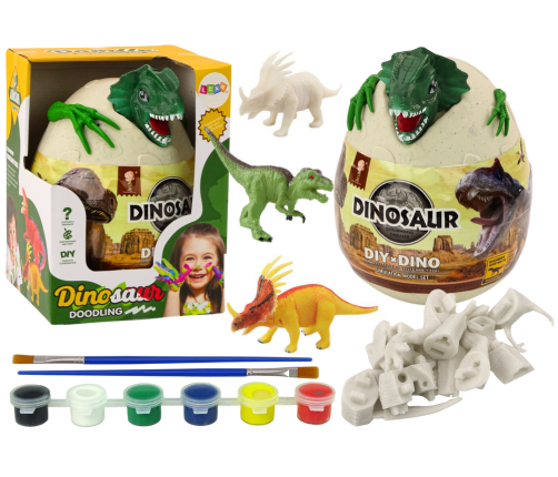 Egg with dinosaurs for painting DIY paint brushes green