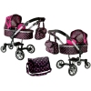 Doll Stroller Alice Black-Pink Dotted