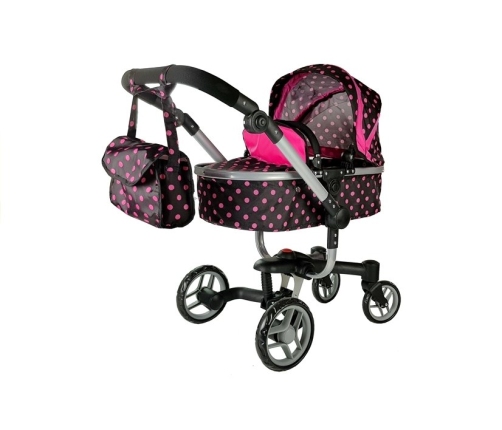 Doll Stroller Alice Black-Pink Dotted