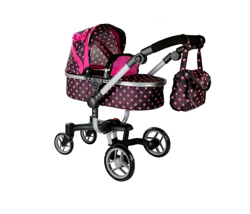 Doll Stroller Alice Black-Pink Dotted