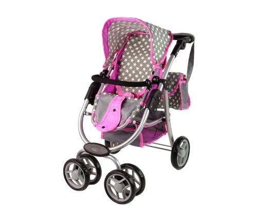 Baby Doll Stroller 2-in-1 Carrycot Bag Pink Stars