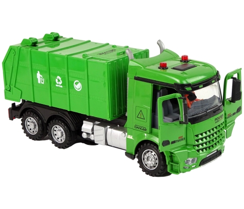 Green Remote Controlled Garbage Truck Remote Control 2.4G Lights Sound