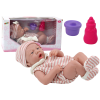 Newborn Baby Doll, Striped Clothes, Hat, Socks, Bottles