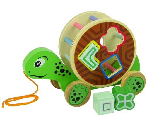 Turtle On Wheels Wooden Block Sorter