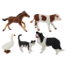 Rural Animals Figure Set 5 Pieces Horse Cow Cat Goose Dog