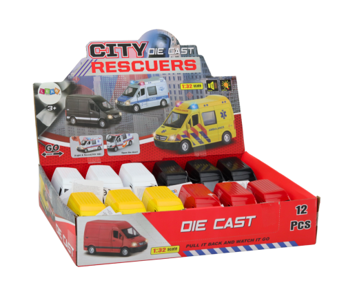 Delivery Car 1:32 Lights Sounds Red Black Yellow White