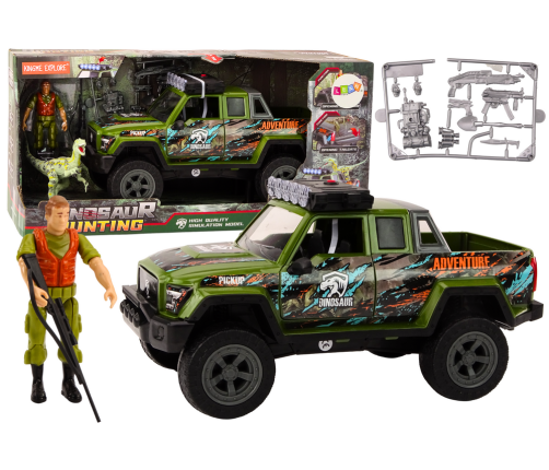 Off-Road Hunting Car Hunter Dinosaur Lights Sounds Green