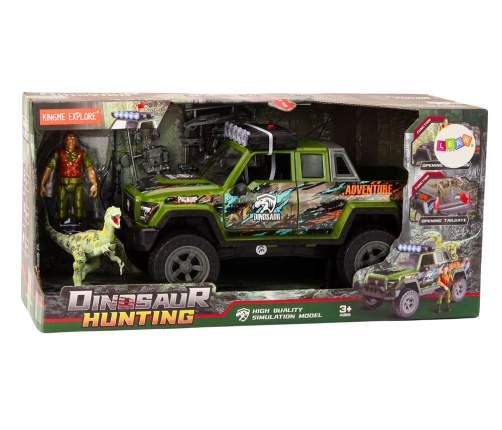 Off-Road Hunting Car Hunter Dinosaur Lights Sounds Green