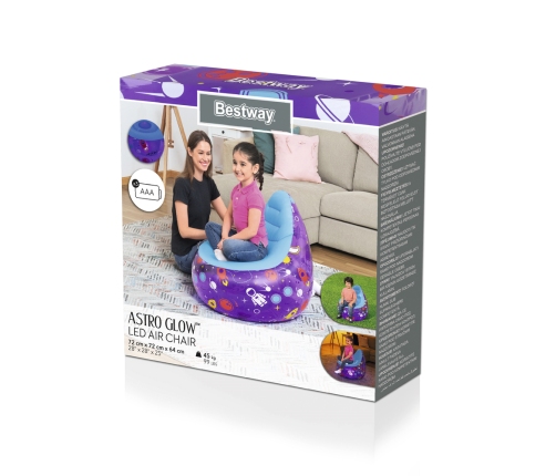 Kosmos LED Inflatable Chair 72 x 72 x 64 Bestway 75122 Purple