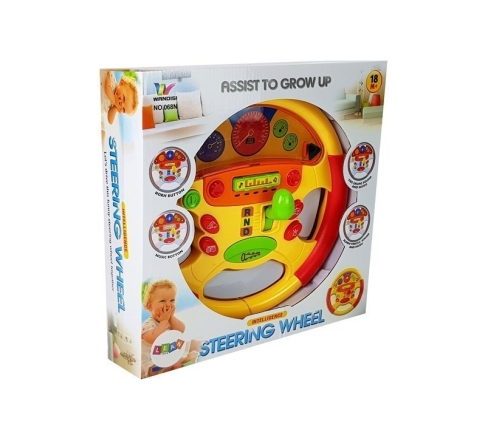 Educational steering wheel for a baby. Sound and Light Effects