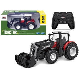 Red Remote Controlled Tractor 2.4G Moving Bucket 1:24