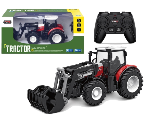 Red Remote Controlled Tractor 2.4G Moving Bucket 1:24