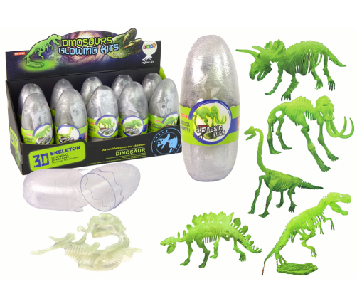 Glow-in-the-Dark 3D Skeleton Mammoth Dinosaurs in an Egg