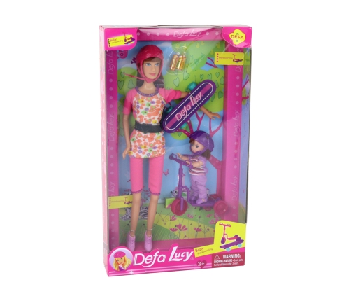 Lucy Doll Set Pink Scooter Skateboard Helmets