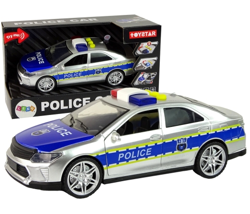 Police Car 1:14 Friction Drive Sounds Light Silver