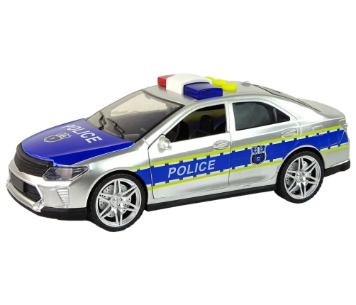 Police Car 1:14 Friction Drive Sounds Light Silver