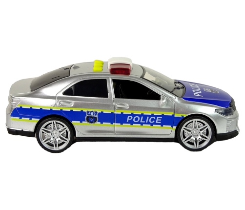 Police Car 1:14 Friction Drive Sounds Light Silver