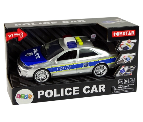 Police Car 1:14 Friction Drive Sounds Light Silver