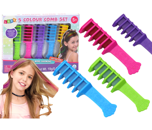 Hair Dyeing Comb Set Colored Chalk 5 pcs