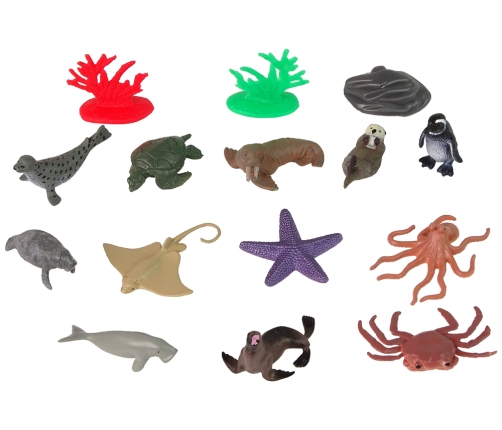 Sea Animals Set Starfish Octopus Figures 12pcs. Accessories in tube