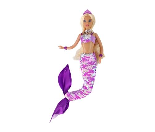 Mermaid Doll Purple Long Blonde Hair Mermaid Tail Sequins