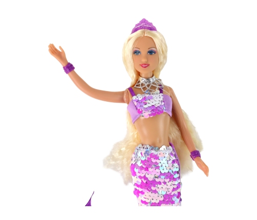 Mermaid Doll Purple Long Blonde Hair Mermaid Tail Sequins