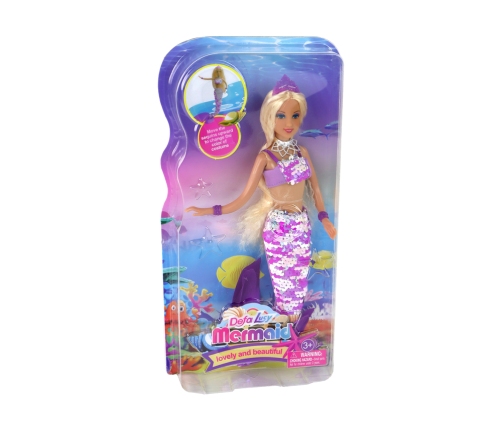 Mermaid Doll Purple Long Blonde Hair Mermaid Tail Sequins