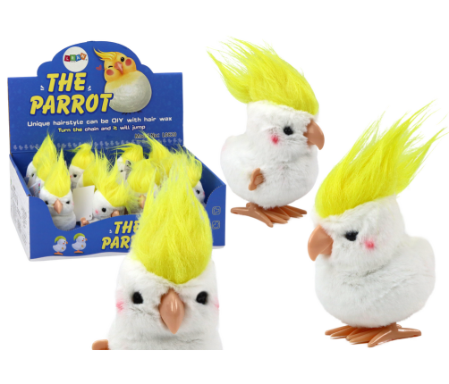 Jumping Parrot Wind-Up Plush Toy Decoration White