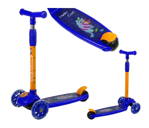 Tricycle Balance Scooter Luminous Wheels Navy Blue Cat