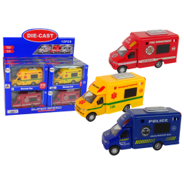 Car Rescue Vehicle Police Fire Brigade Friction Drive 3 Models