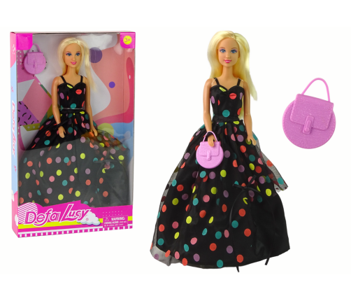 Lucy Doll, Black Polka Dot Dress, Long