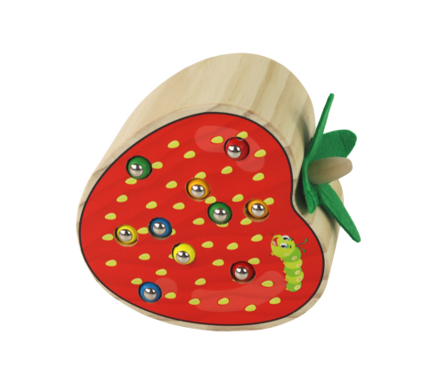 Wooden Strawberry Catch the Worm Magnetic Game