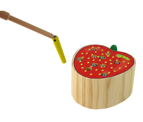 Wooden Strawberry Catch the Worm Magnetic Game