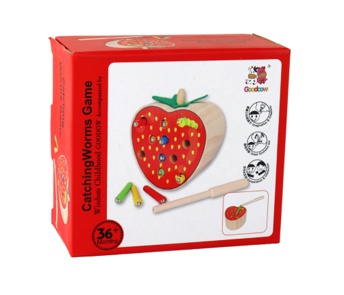 Wooden Strawberry Catch the Worm Magnetic Game