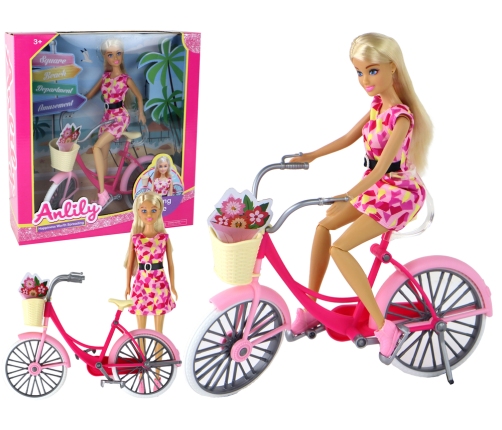 Anlily Cyclist Doll Pink Bicycle Set